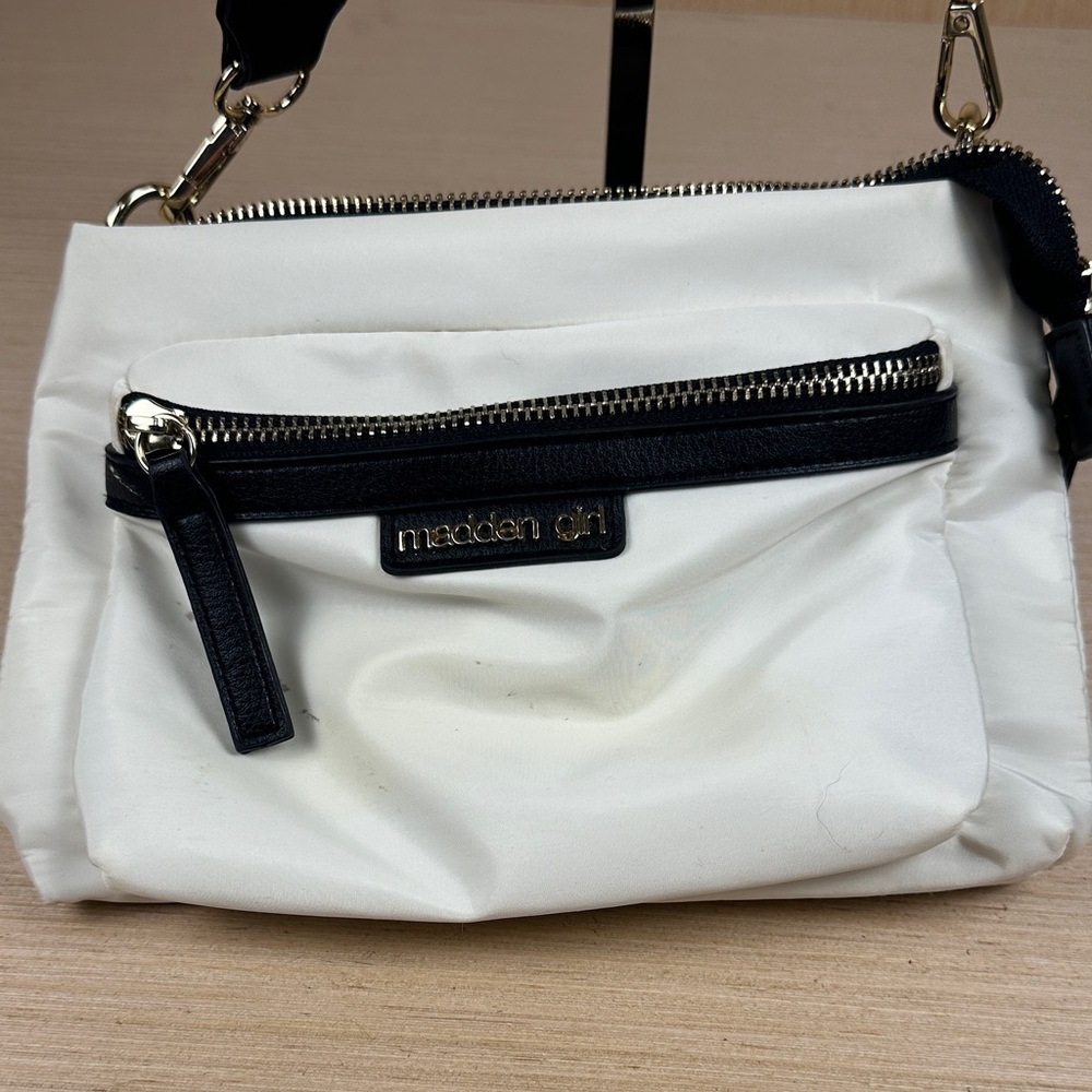 Madden Girl Black and Cream Crossbody Bag